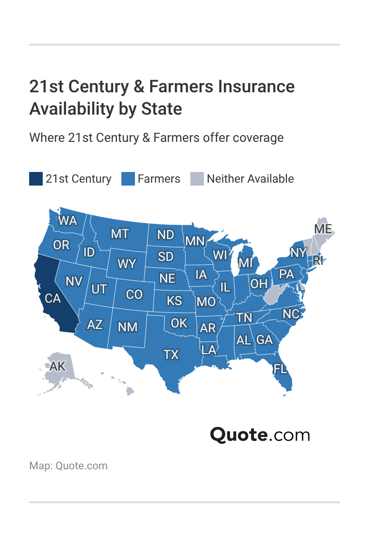 <h3>21st Century & Farmers Insurance Availability by State</h3> <h3>21st Century & Farmers Insurance Availability by State</h3>