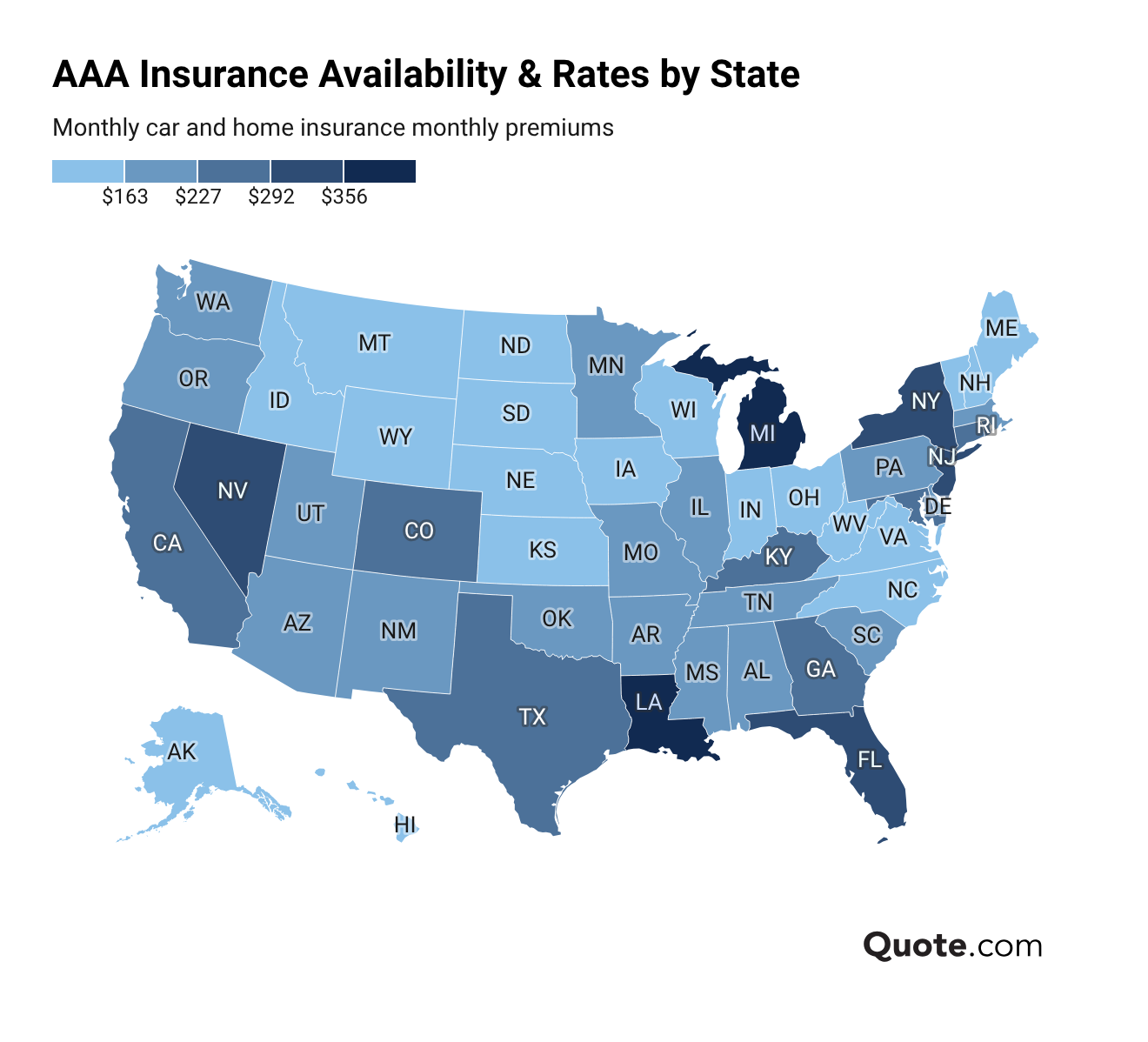 AAA Insurance Availability & Rates by State AAA Insurance Availability & Rates by State