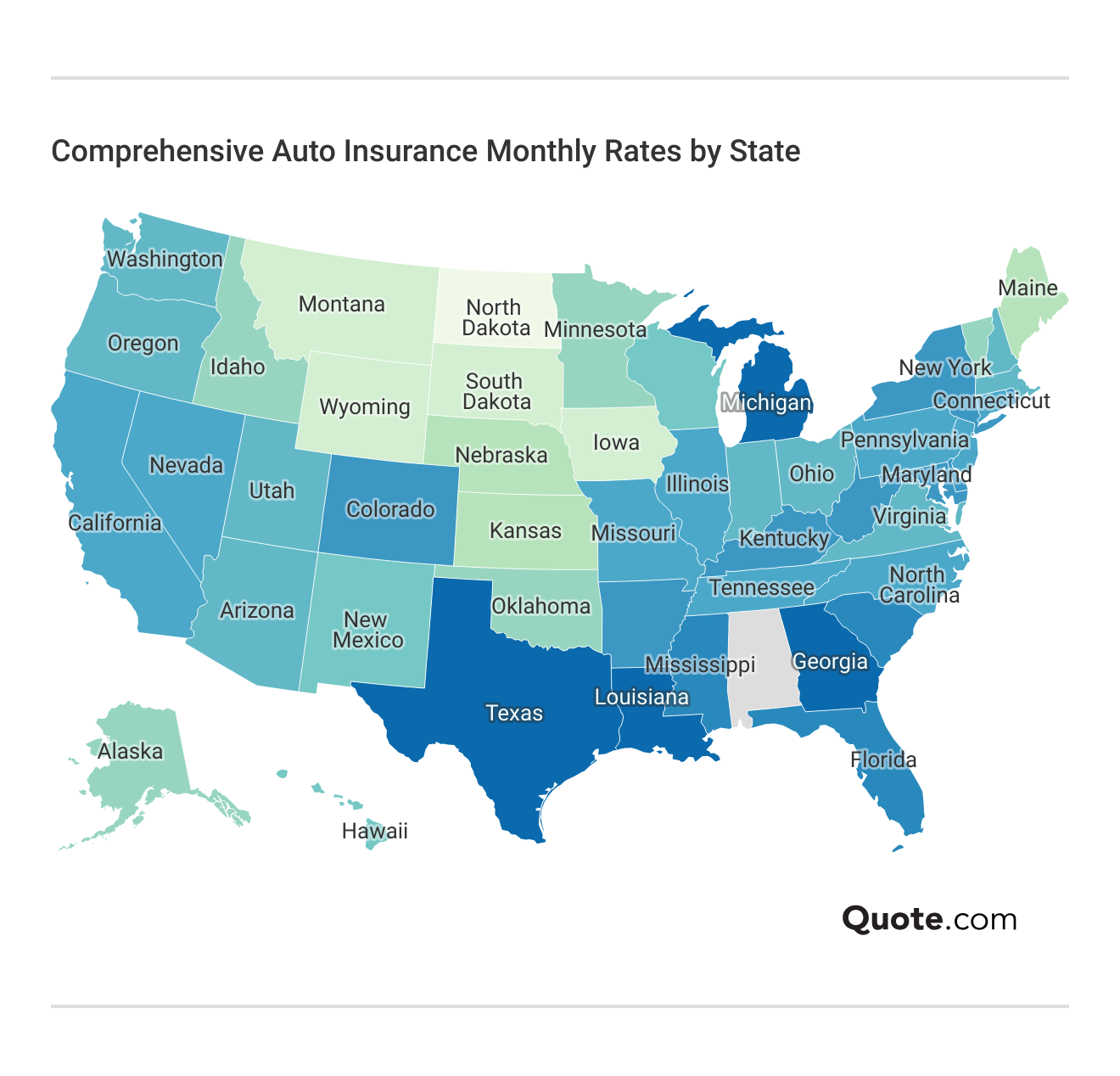 <h3>Comprehensive Auto Insurance Monthly Rates by State</h3> <h3>Comprehensive Auto Insurance Monthly Rates by State</h3>